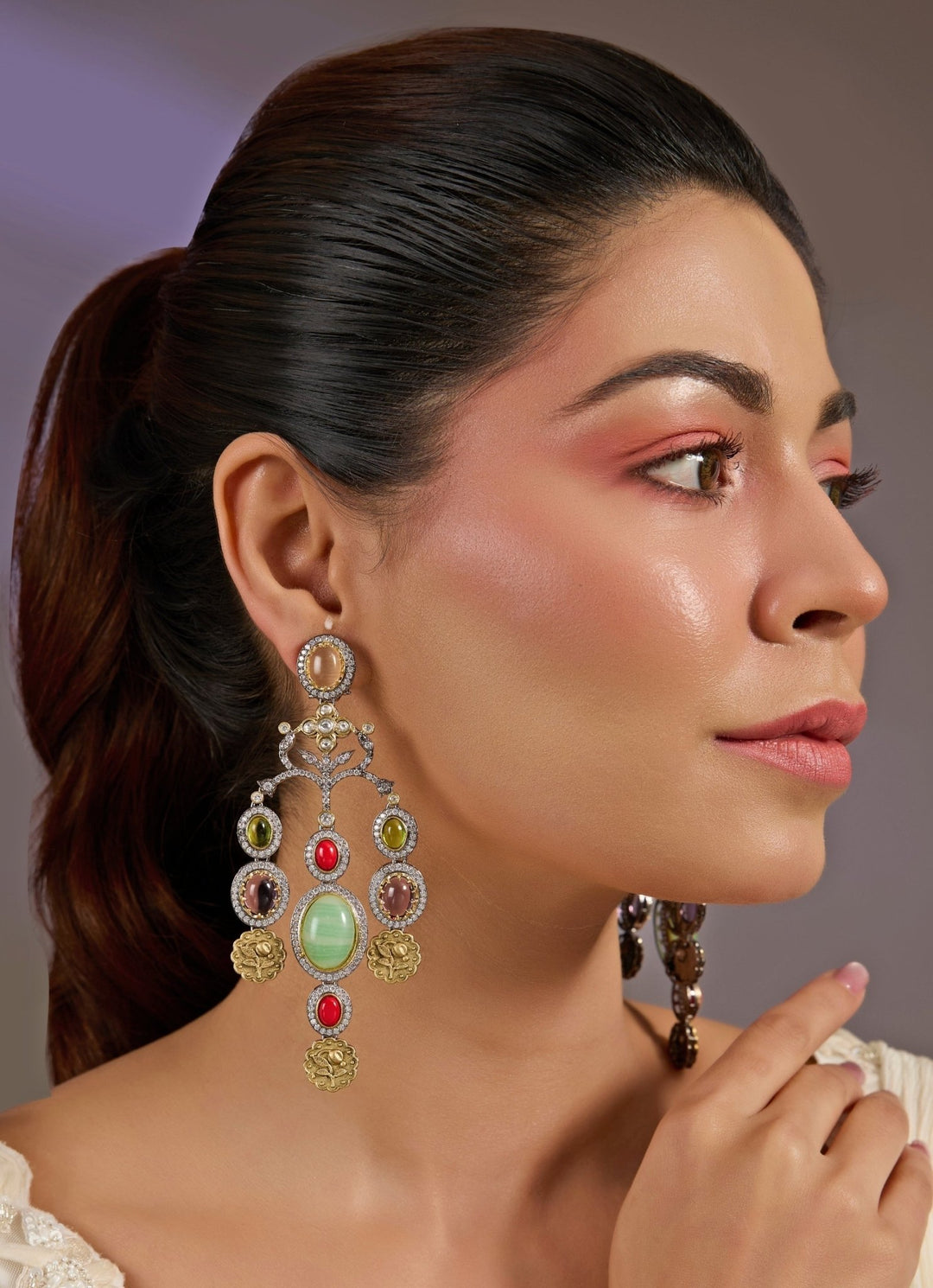 Multicolor Statement Dangler Earrings Vivinia By Vidhi Mehra - Fabilicious Fashion