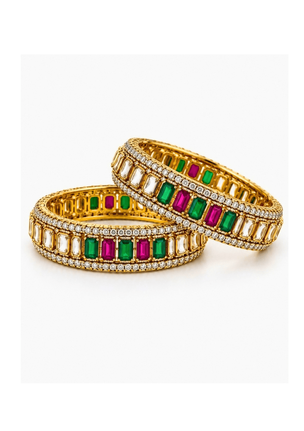 Vivinia By Vidhi Mehra Multicolor Stone And Moissanite Polki BanglesFabilicious Fashion