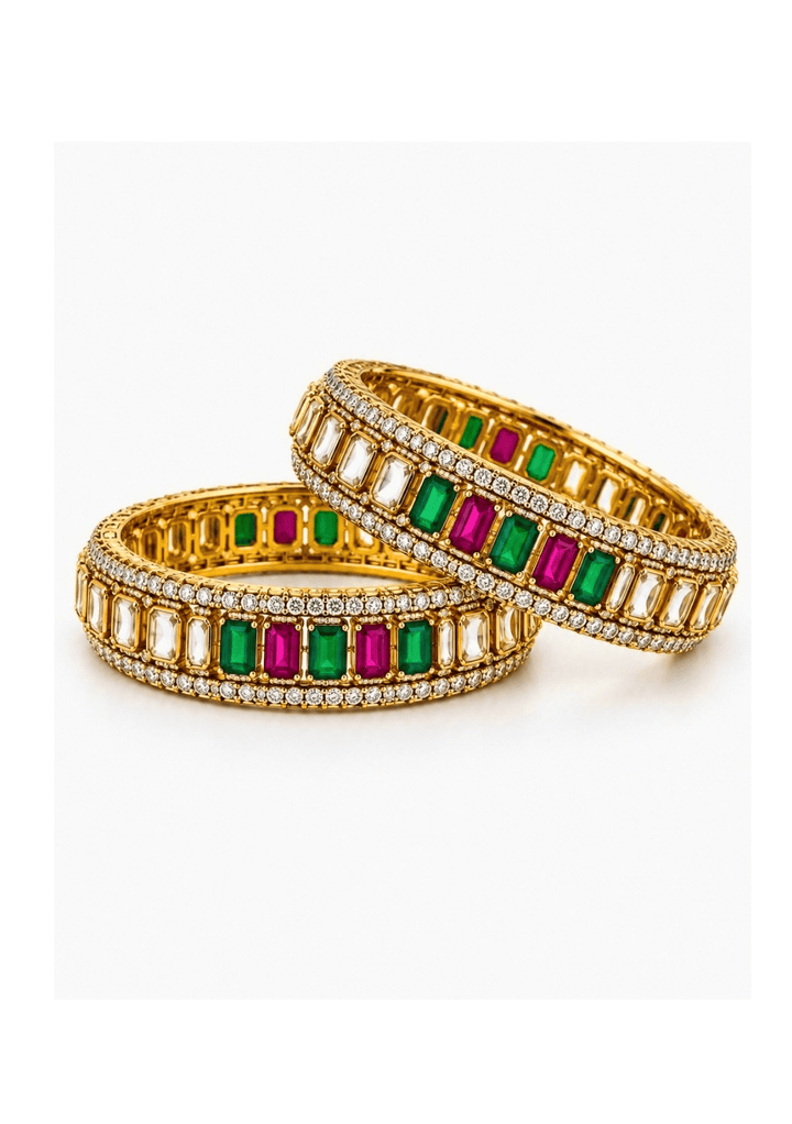 Vivinia By Vidhi Mehra Multicolor Stone And Moissanite Polki BanglesFabilicious Fashion