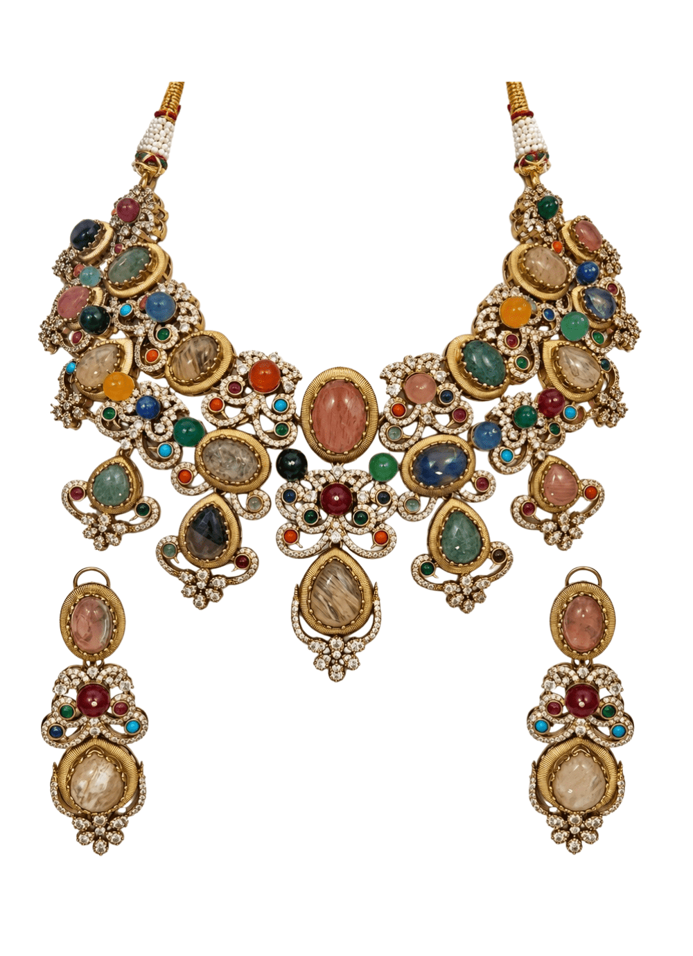 Vivinia By Vidhi Mehra Multicolor Stone Floral Necklace SetFabilicious Fashion