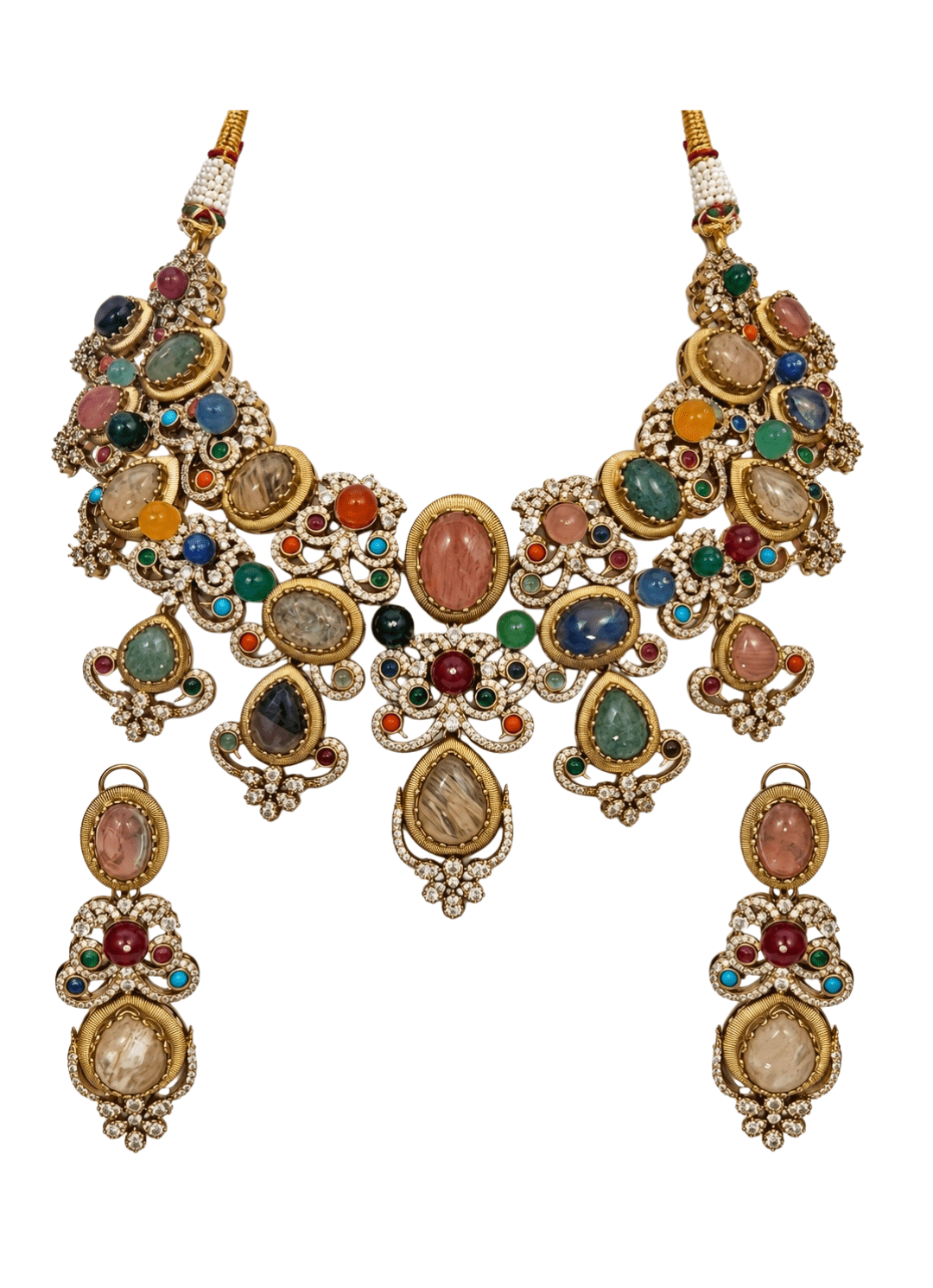 Vivinia By Vidhi Mehra Multicolor Stone Floral Necklace SetFabilicious Fashion