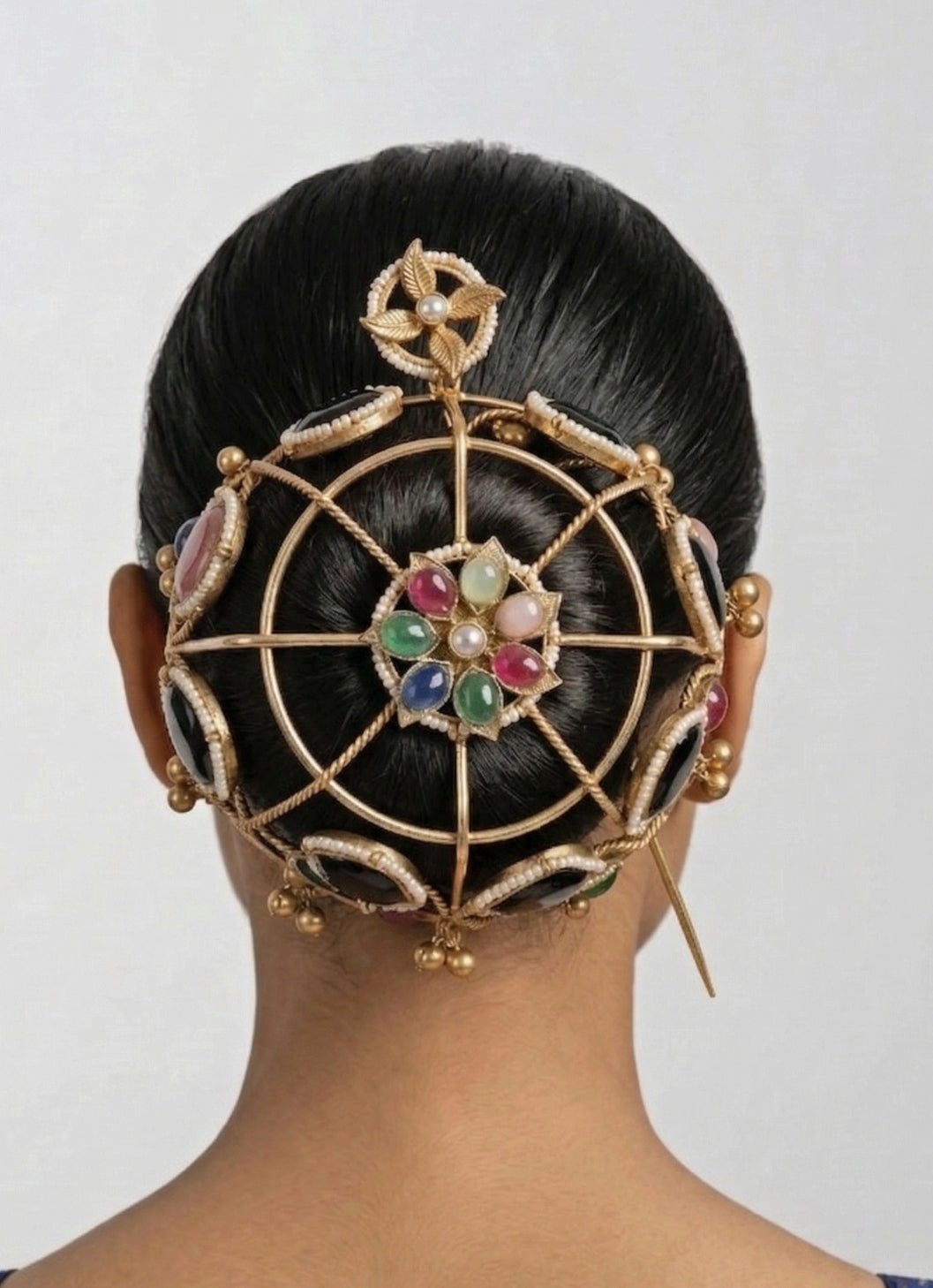 Zevar by Geeta Multicolor Stone Gold Finish Hair Bun CageFabilicious Fashion