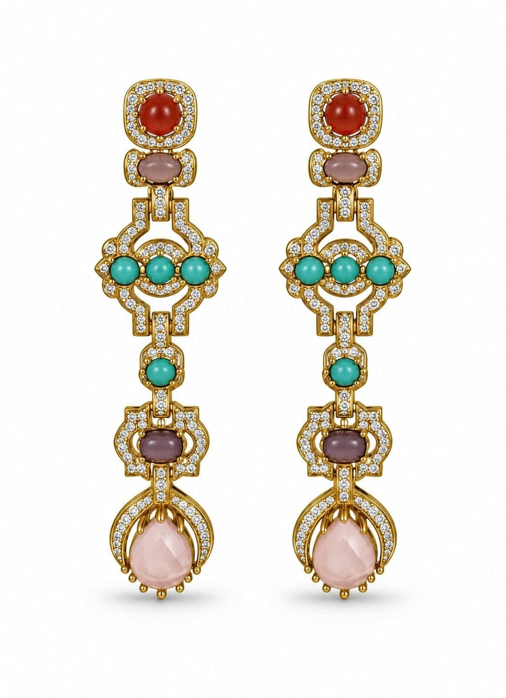 Vivinia By Vidhi Mehra Multicolor Stone Long Statement EarringsFabilicious Fashion