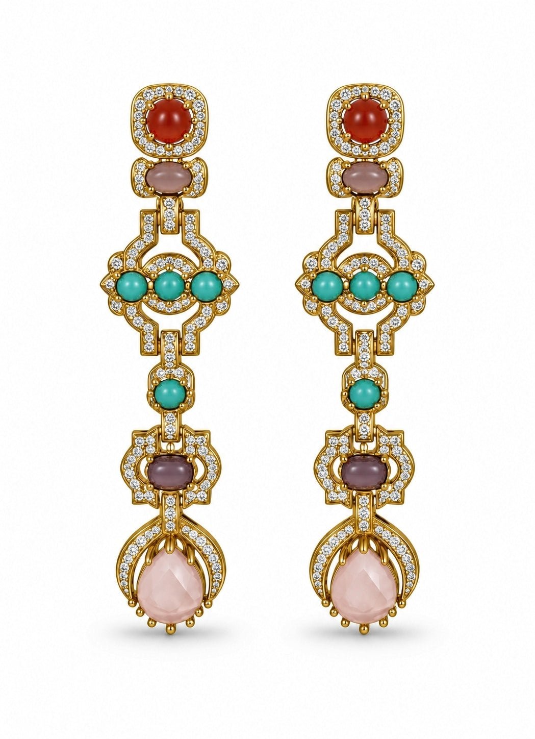 Vivinia By Vidhi Mehra Multicolor Stone Long Statement EarringsFabilicious Fashion