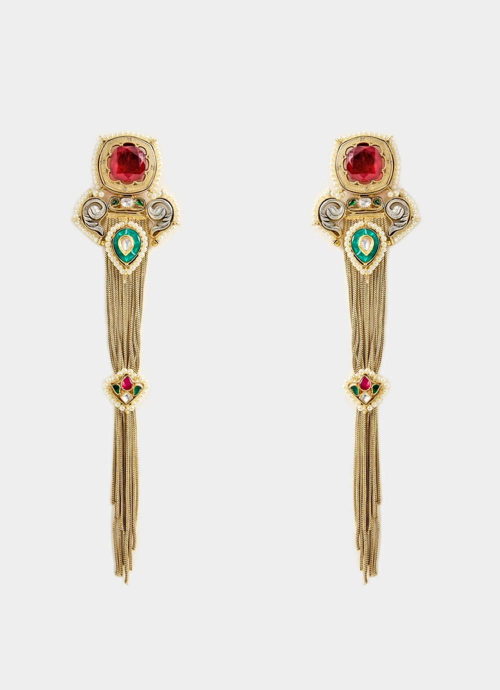 Multicolor Stone Long Statement Earrings Vivinia By Vidhi Mehra - Fabilicious Fashion