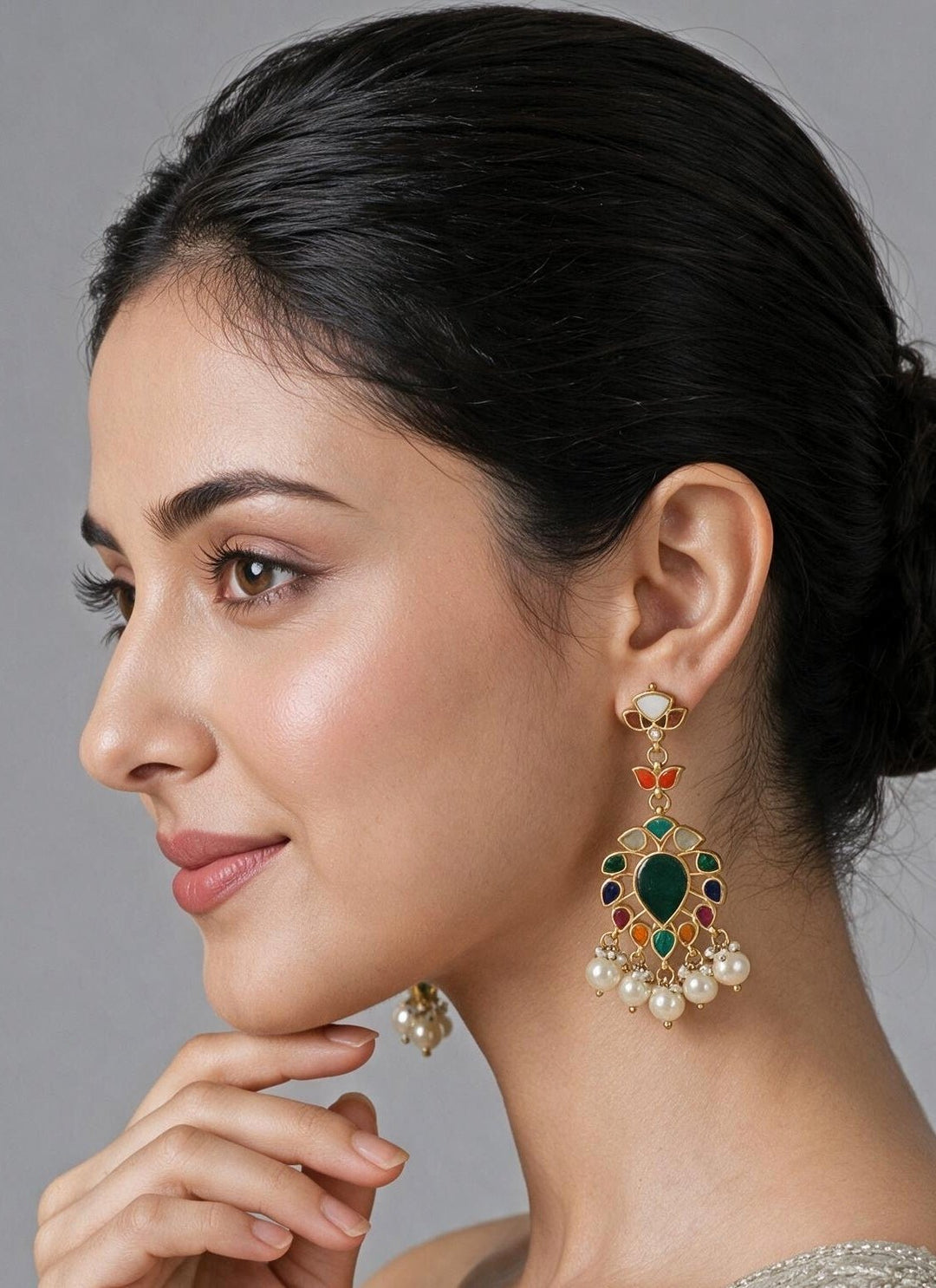 Vivinia By Vidhi Mehra Multicolor Stone Pearl Drop EarringsFabilicious Fashion