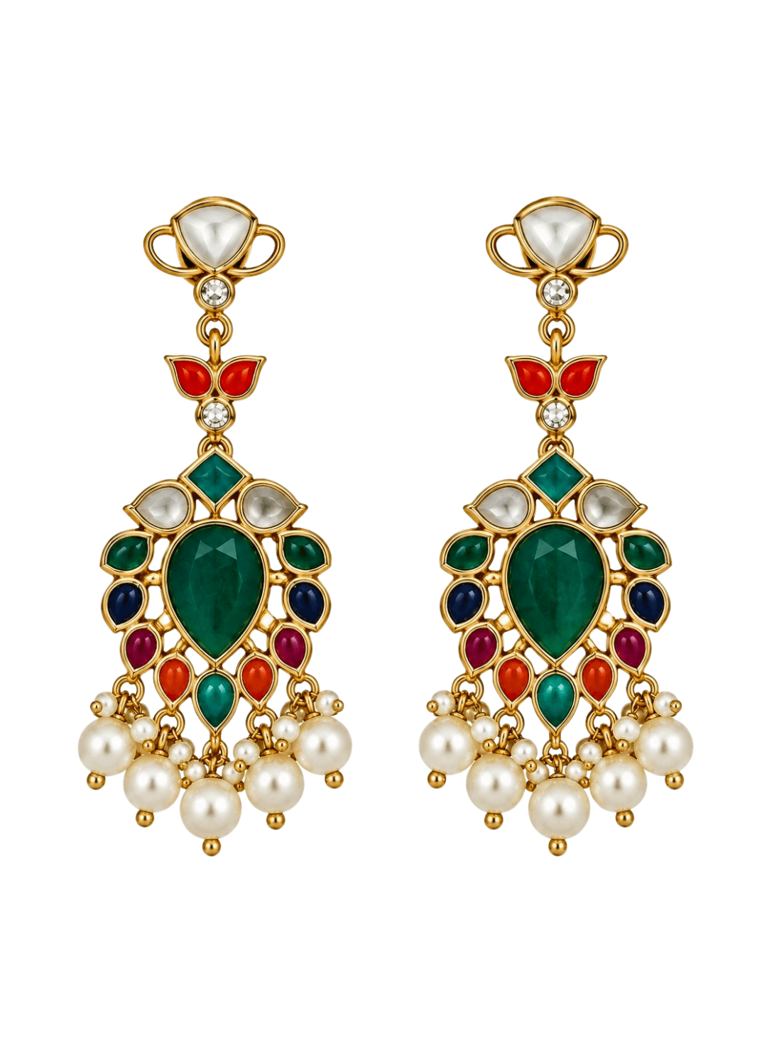 Vivinia By Vidhi Mehra Multicolor Stone Pearl Drop EarringsFabilicious Fashion