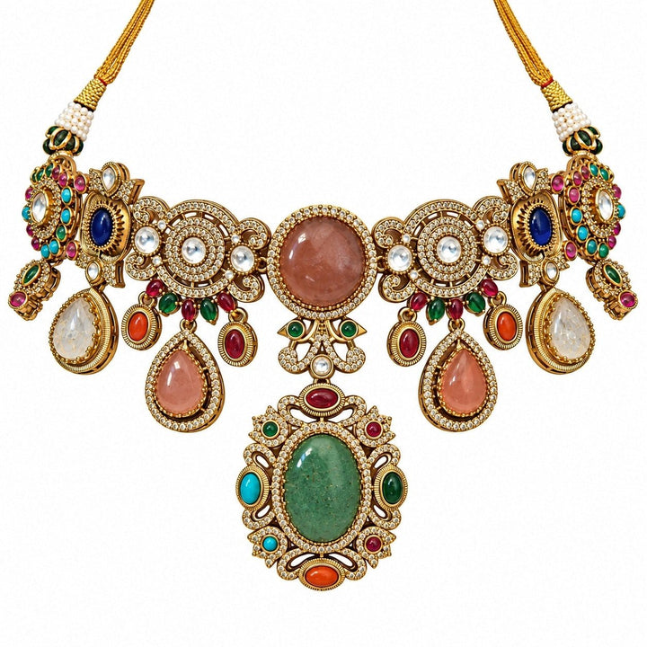 Vivinia By Vidhi Mehra Multicolor Stone Statement Necklace SetFabilicious Fashion