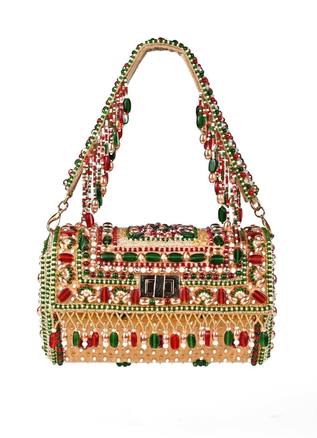 Multicolor Suede Embellished Hand Bag House of Kosha - Fabilicious Fashion