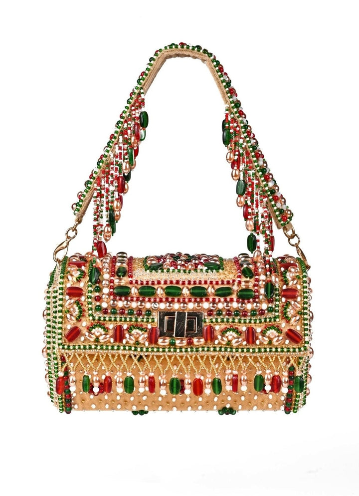 Multicolor Suede Embellished Hand Bag House of Kosha - Fabilicious Fashion