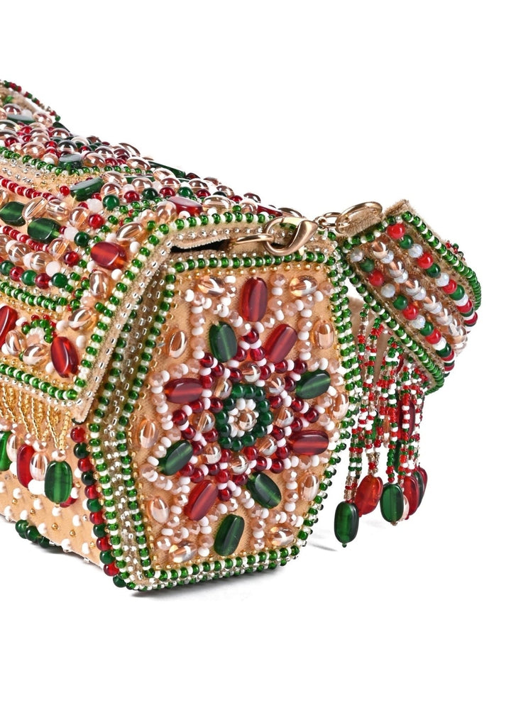 Multicolor Suede Embellished Hand Bag House of Kosha - Fabilicious Fashion