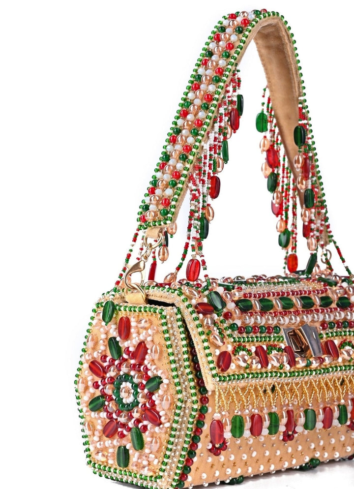 Multicolor Suede Embellished Hand Bag House of Kosha - Fabilicious Fashion