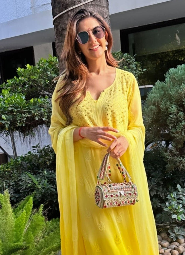 Multicolor Suede Embellished Hand Bag House of Kosha - Fabilicious Fashion