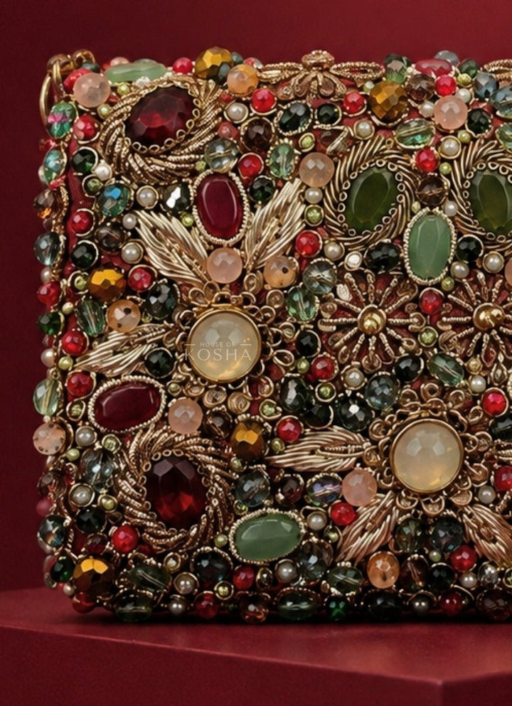 House of Kosha Multicolor Suede Embellished Mini BagFabilicious Fashion