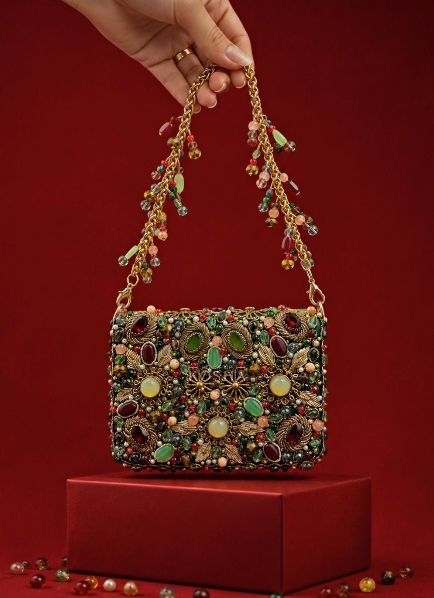 House of Kosha Multicolor Suede Embellished Mini BagFabilicious Fashion