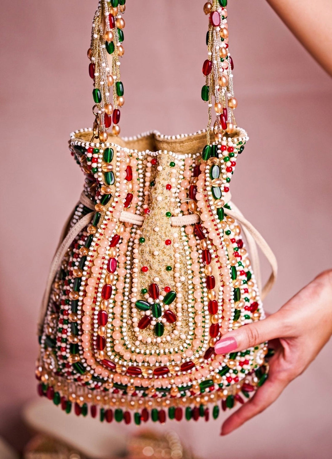 Multicolor Suede Embellished Potli House of Kosha - Fabilicious Fashion