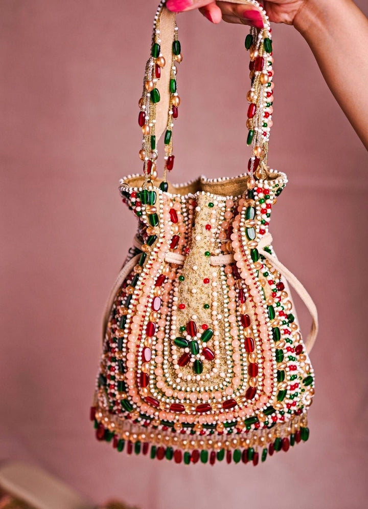 Multicolor Suede Embellished Potli House of Kosha - Fabilicious Fashion