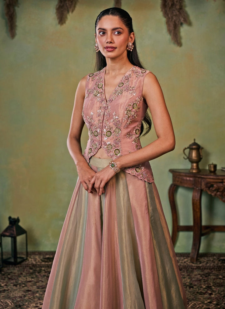 Seema Thukral Multicolor Tissue Lehenga Set With JacketFabilicious Fashion