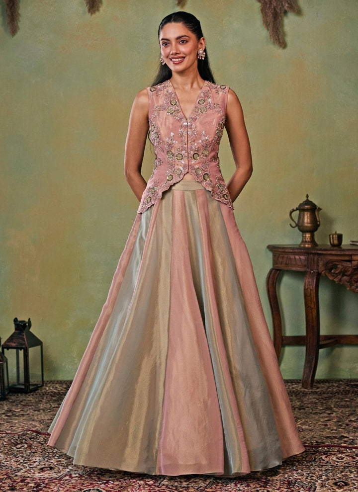 Seema Thukral Multicolor Tissue Lehenga Set With JacketFabilicious Fashion