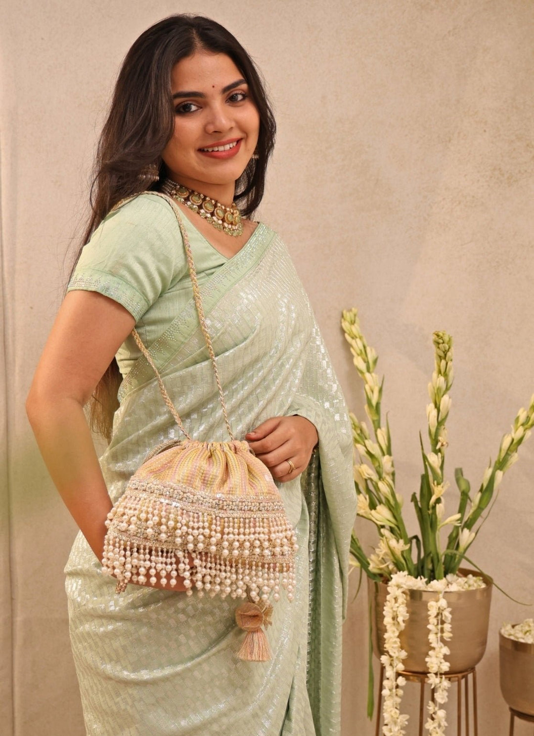 Multicolor Woven Potli AMYRA - Fabilicious Fashion