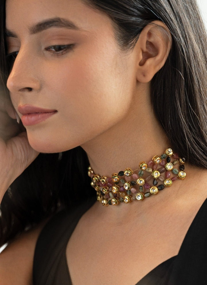 Do Taara Multicolored Kundan Choker NecklaceFabilicious Fashion