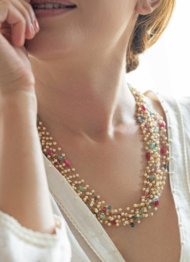 Do Taara Multicolored Pearls Maala NecklaceFabilicious Fashion