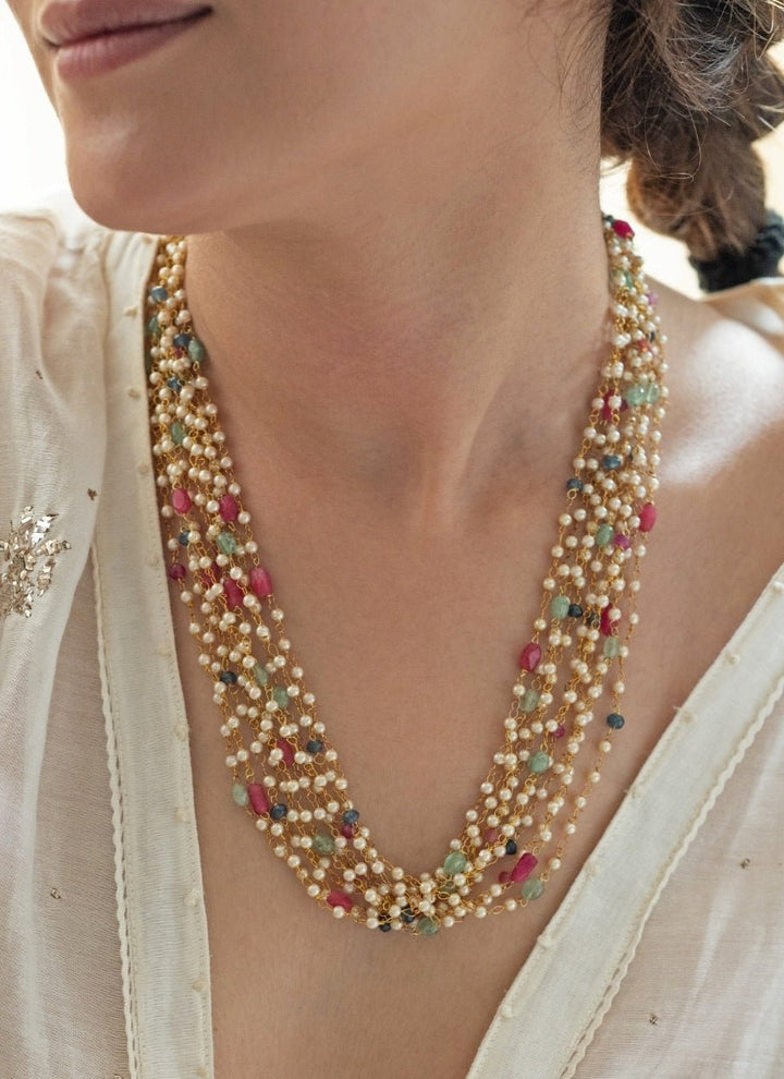 Do Taara Multicolored Pearls Maala NecklaceFabilicious Fashion