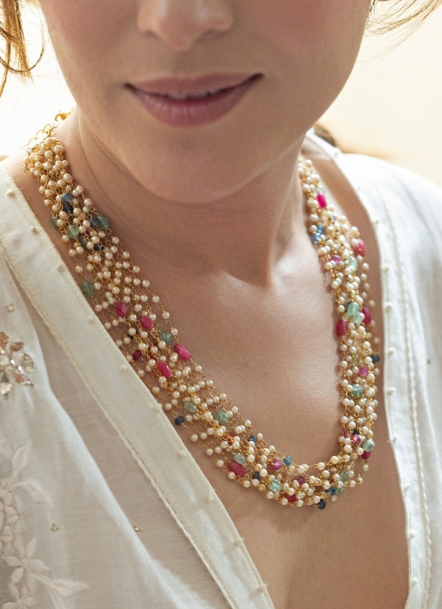 Do Taara Multicolored Pearls Maala NecklaceFabilicious Fashion