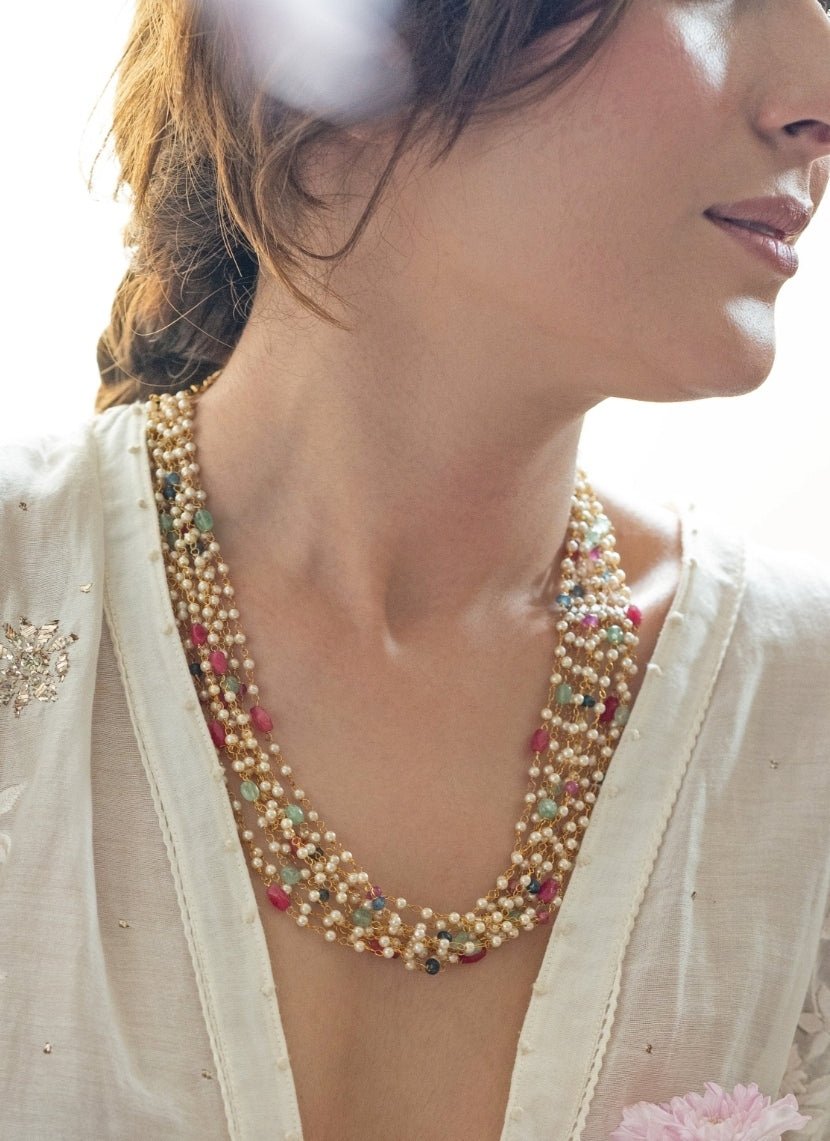 Do Taara Multicolored Pearls Maala NecklaceFabilicious Fashion