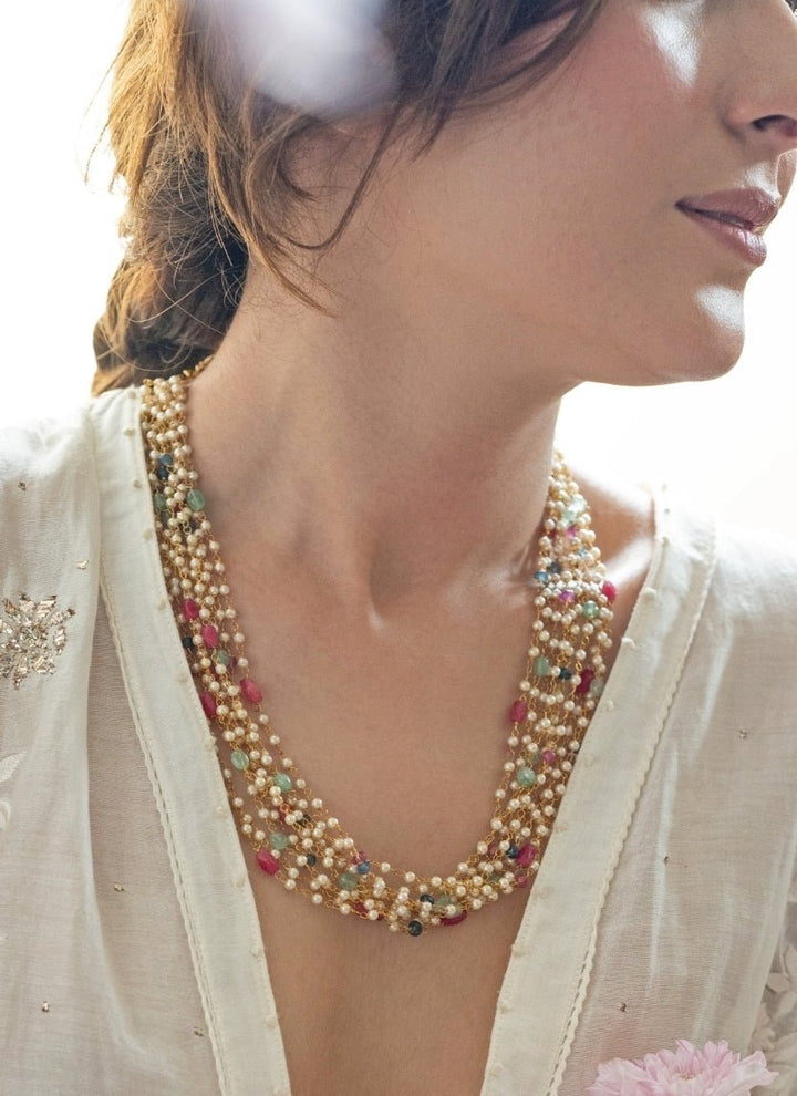 Do Taara Multicolored Pearls Maala NecklaceFabilicious Fashion