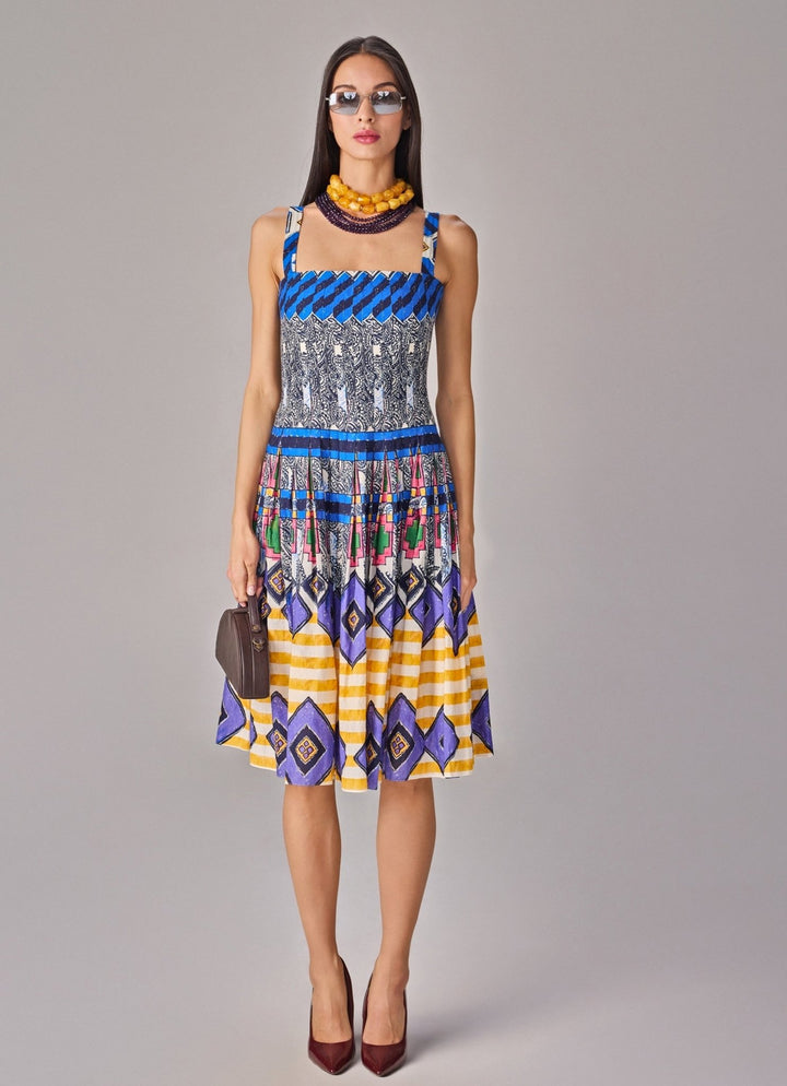 Multicolour Abstract Print Midi Dress Saaksha &amp; Kinni - Fabilicious Fashion