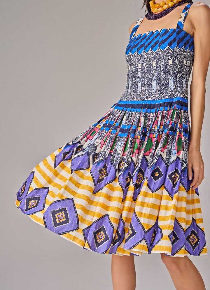 Multicolour Abstract Print Midi Dress Saaksha &amp; Kinni - Fabilicious Fashion