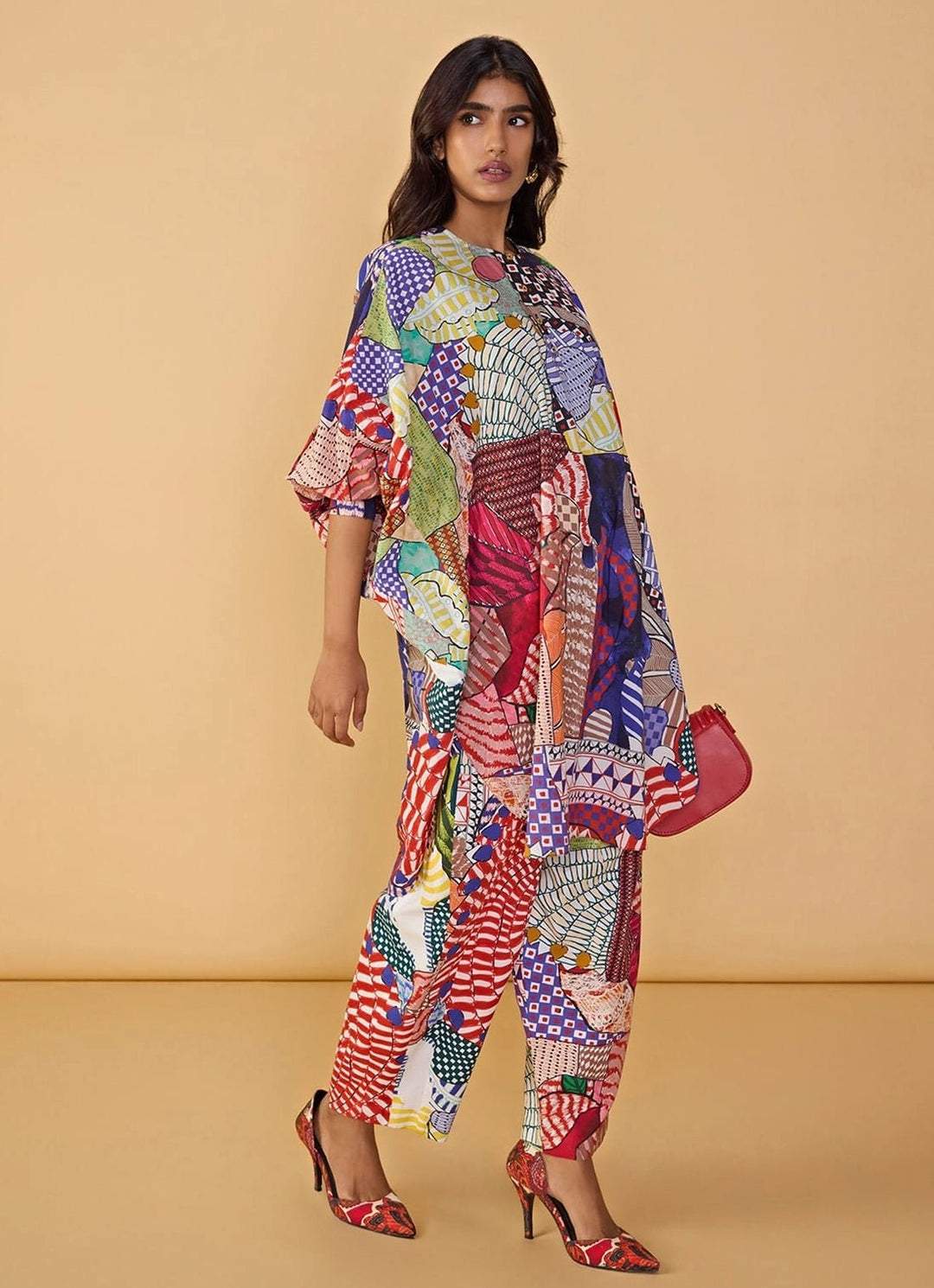 Multicolour Bird Printed Tunic With Trousers Saaksha & Kinni - Fabilicious Fashion