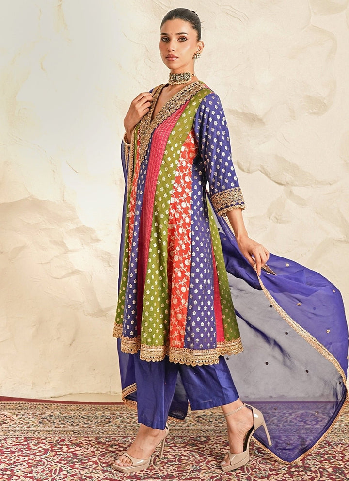 Nidhika Shekhar Multicolour Chanderi Kurta Pants SetFabilicious Fashion