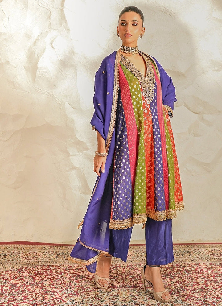 Nidhika Shekhar Multicolour Chanderi Kurta Pants SetFabilicious Fashion