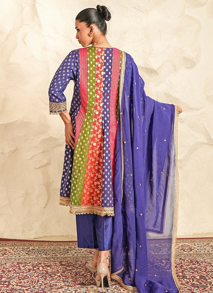 Nidhika Shekhar Multicolour Chanderi Kurta Pants SetFabilicious Fashion