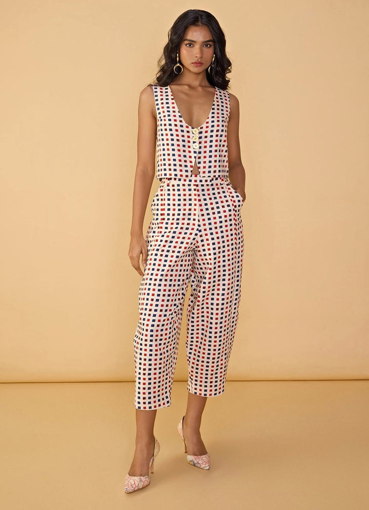 Multicolour Checkered Waistcoat With Pants Saaksha &amp; Kinni - Fabilicious Fashion