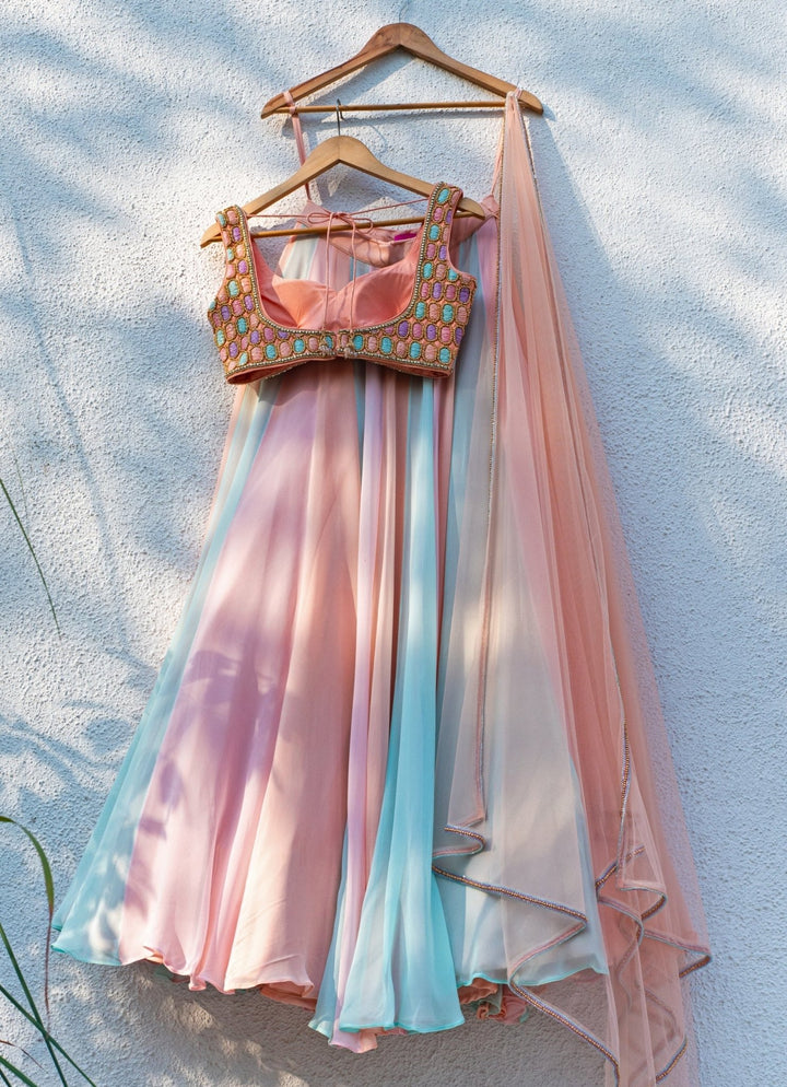 Multicolour Embroidered Georgette Lehenga Set Anisha Shetty - Fabilicious Fashion