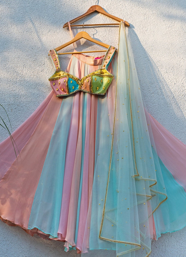 Multicolour Embroidered Georgette Lehenga Set Anisha Shetty - Fabilicious Fashion