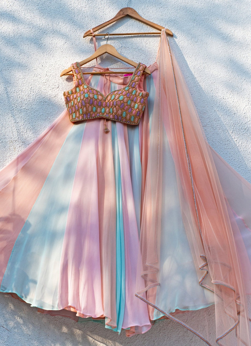 Multicolour Embroidered Georgette Lehenga Set Anisha Shetty - Fabilicious Fashion