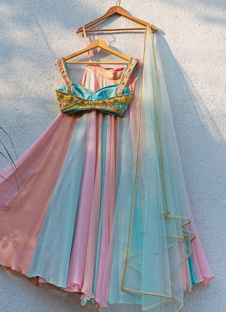 Multicolour Embroidered Georgette Lehenga Set Anisha Shetty - Fabilicious Fashion