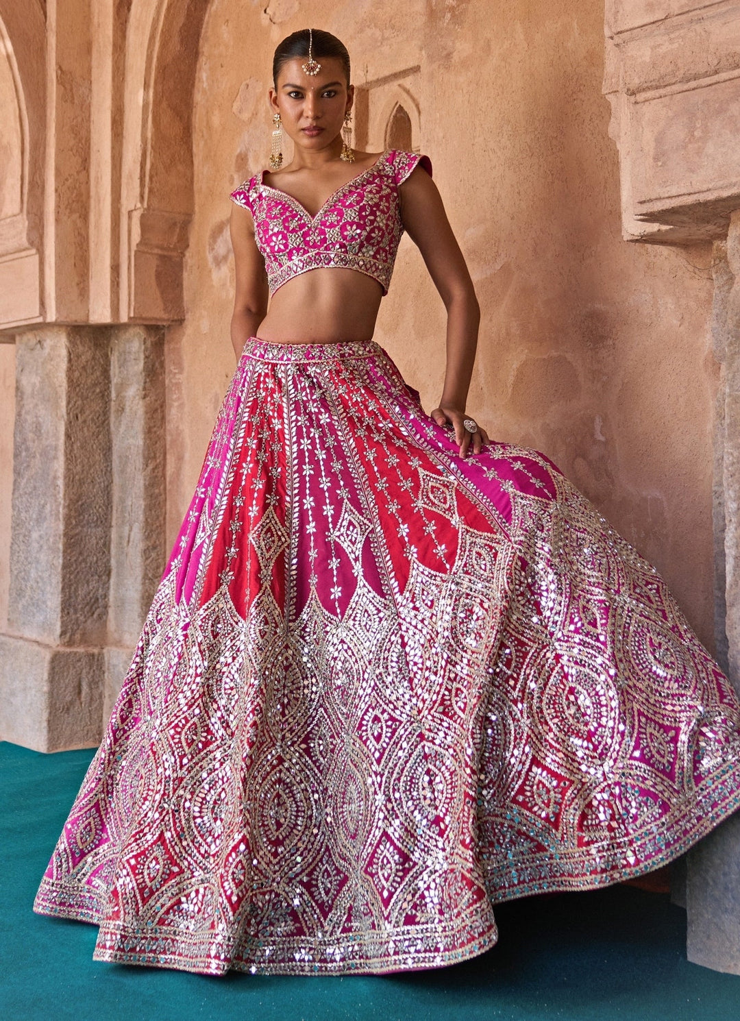 Angad Singh Multicolour Embroidered Raw Silk Lehenga SetFabilicious Fashion
