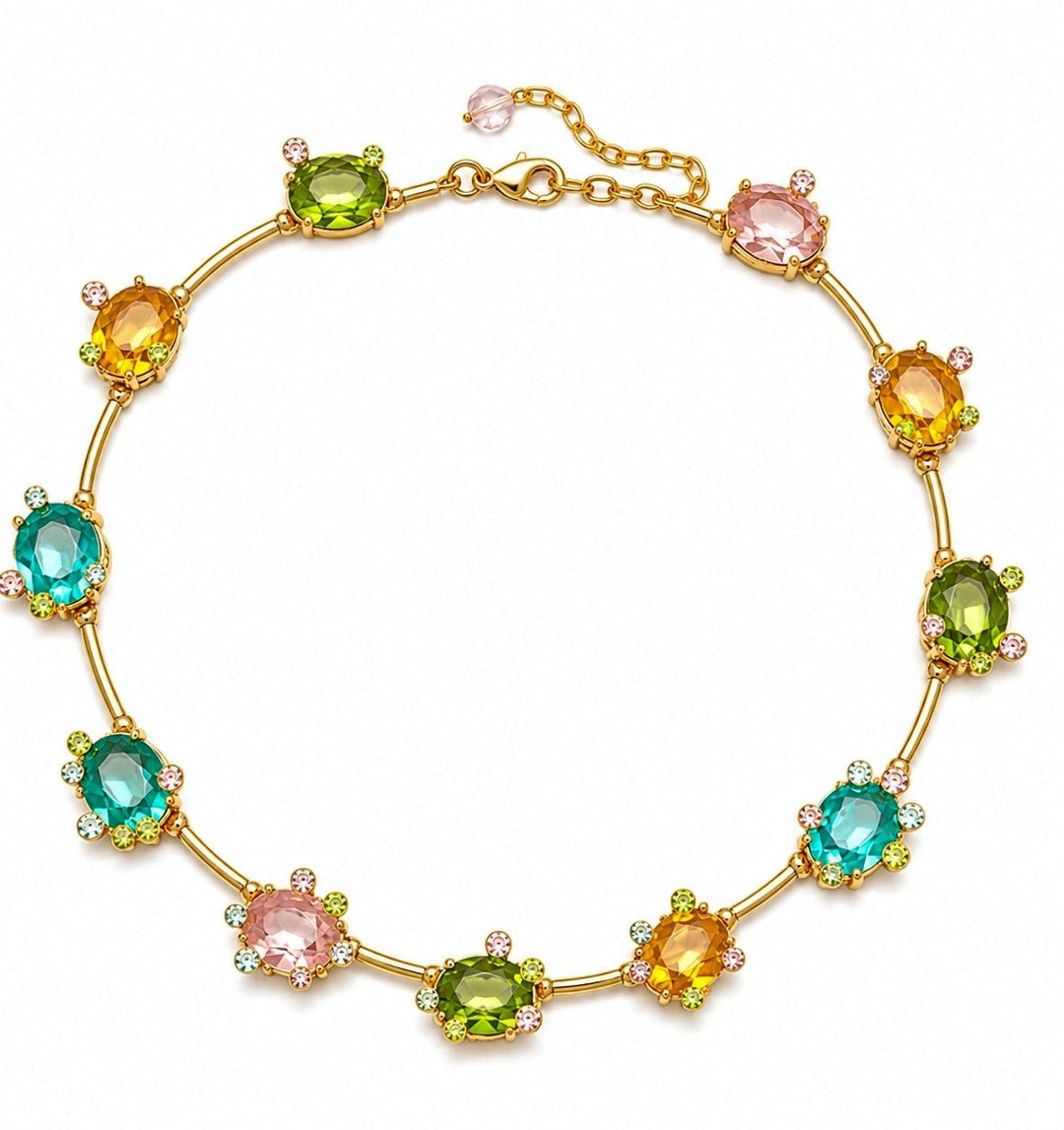Vivinia by Vidhi Mehra Multicolour Floral Gemstone Necklace SetFabilicious Fashion
