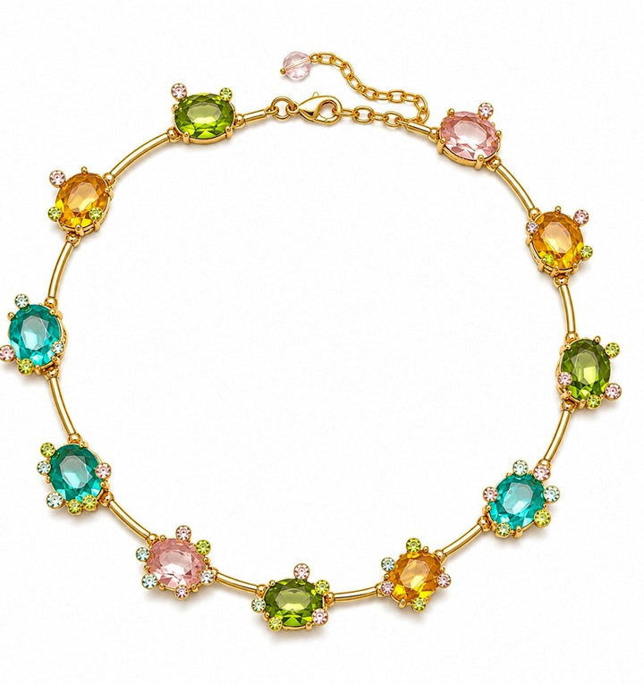 Vivinia by Vidhi Mehra Multicolour Floral Gemstone Necklace SetFabilicious Fashion