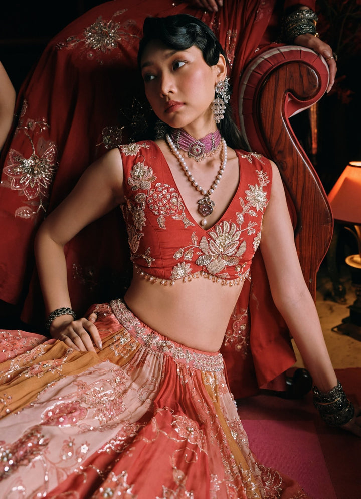 Paulmi and Harsh Multicolour Floral Organza Lehenga SetFabilicious Fashion