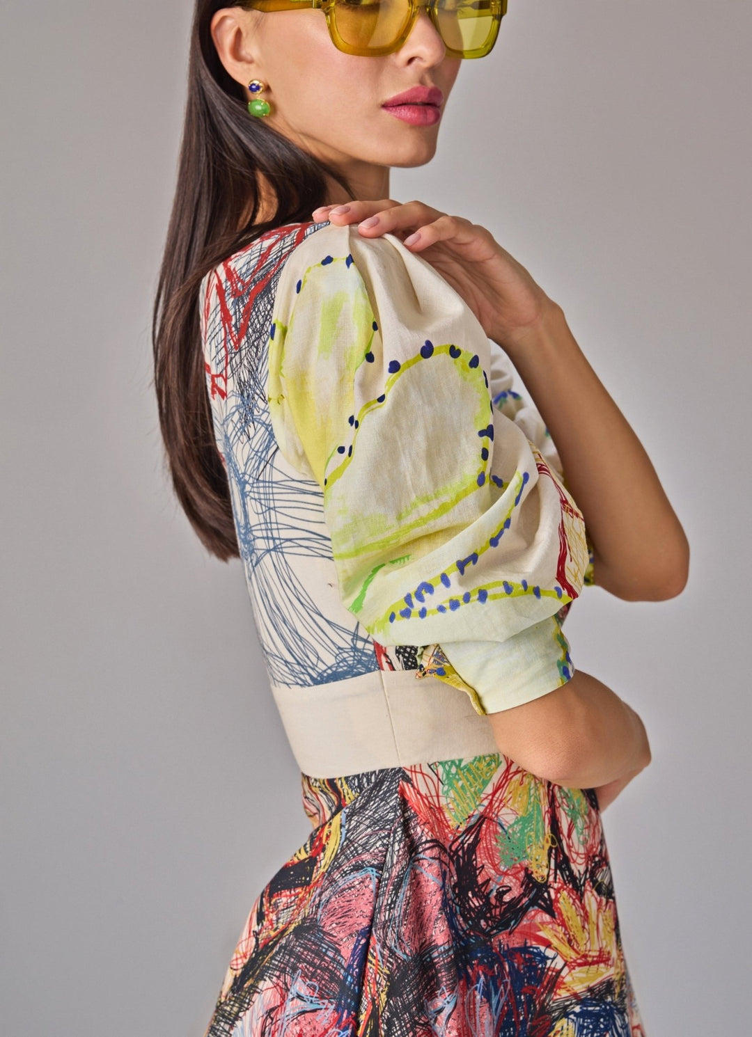 Multicolour Floral Print A Line Dress Saaksha &amp; Kinni - Fabilicious Fashion