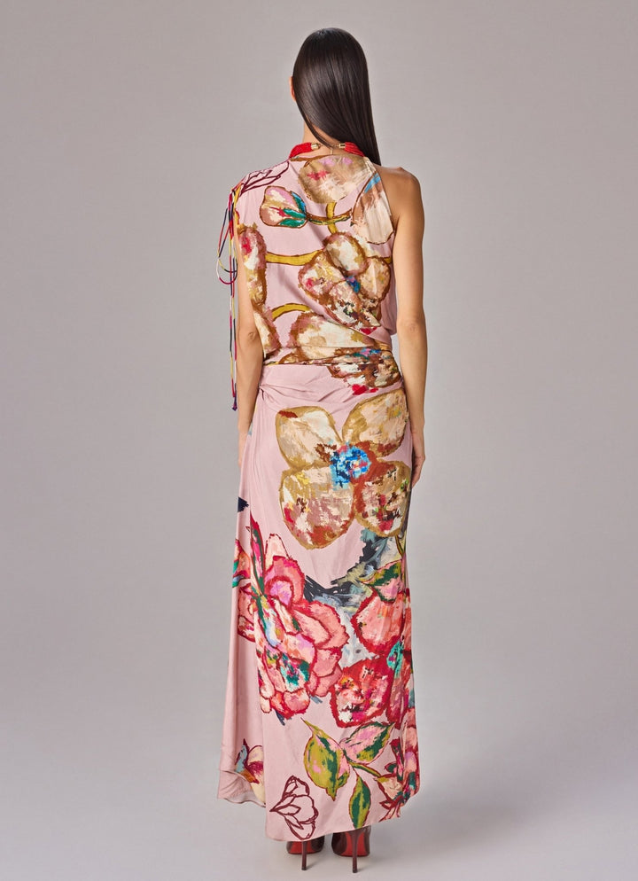 Multicolour Floral Print Maxi Dress With Slit Saaksha &amp; Kinni - Fabilicious Fashion