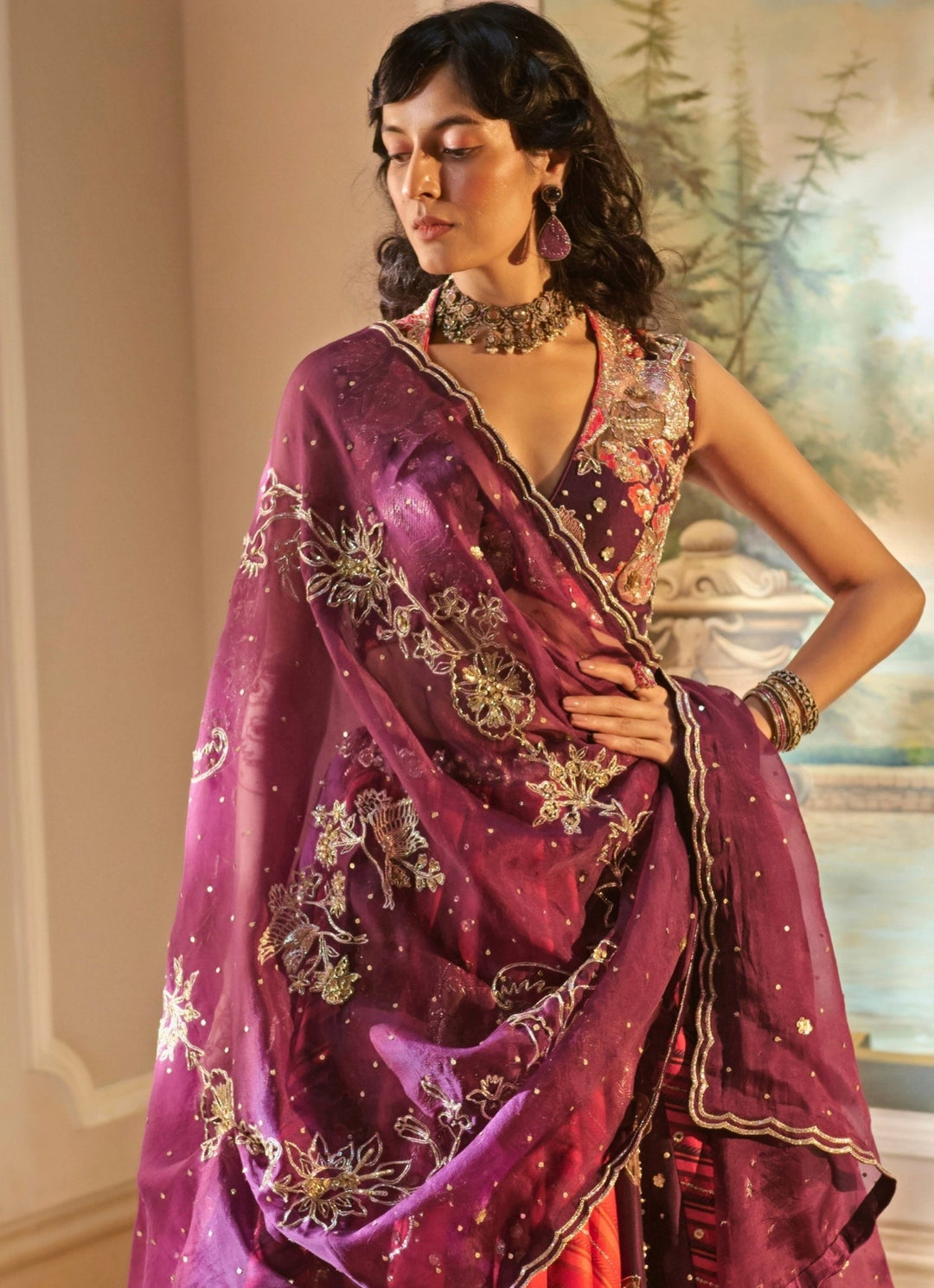 Paulmi and Harsh Multicolour Floral Printed Silk Lehenga SetFabilicious Fashion