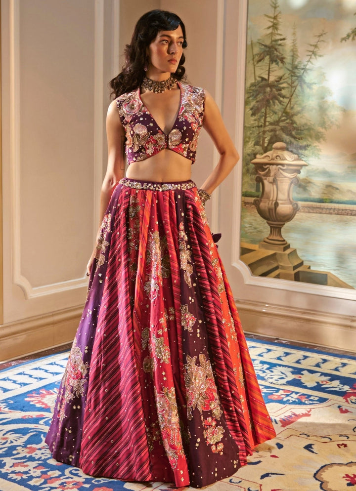 Paulmi and Harsh Multicolour Floral Printed Silk Lehenga SetFabilicious Fashion