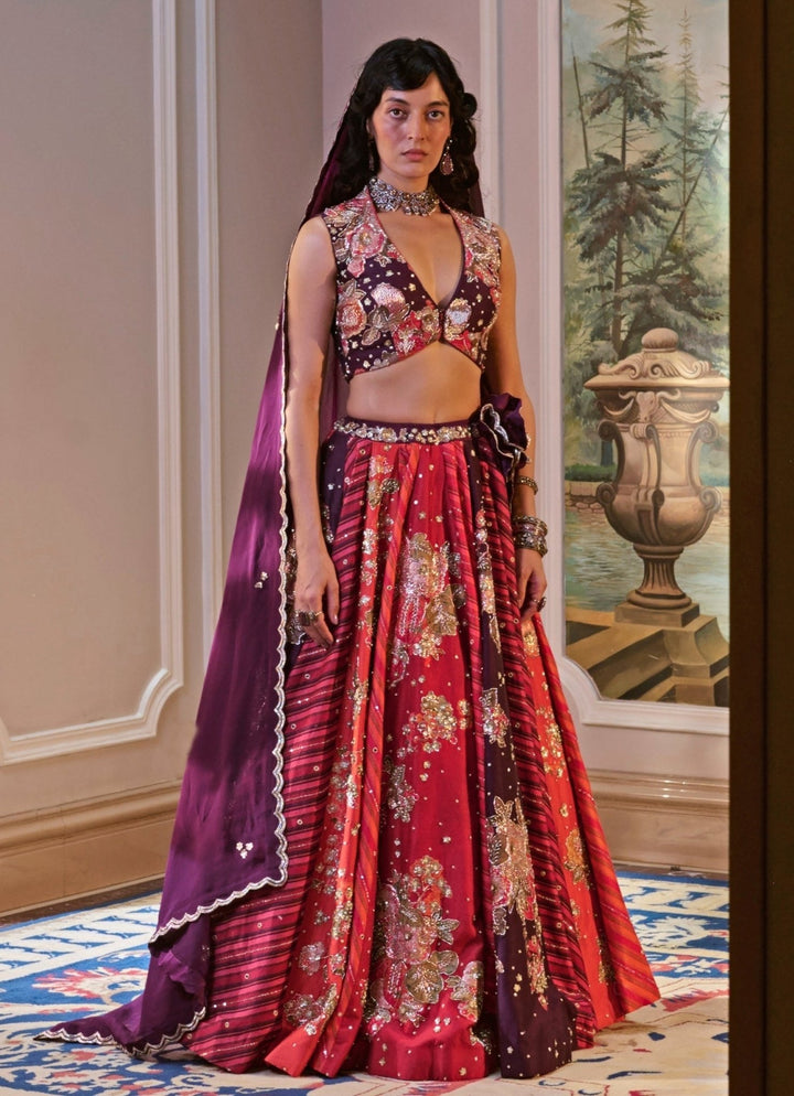 Paulmi and Harsh Multicolour Floral Printed Silk Lehenga SetFabilicious Fashion